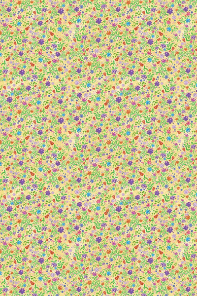 Rejuvenation Satin by Tracey Metallic Flowers Yellow