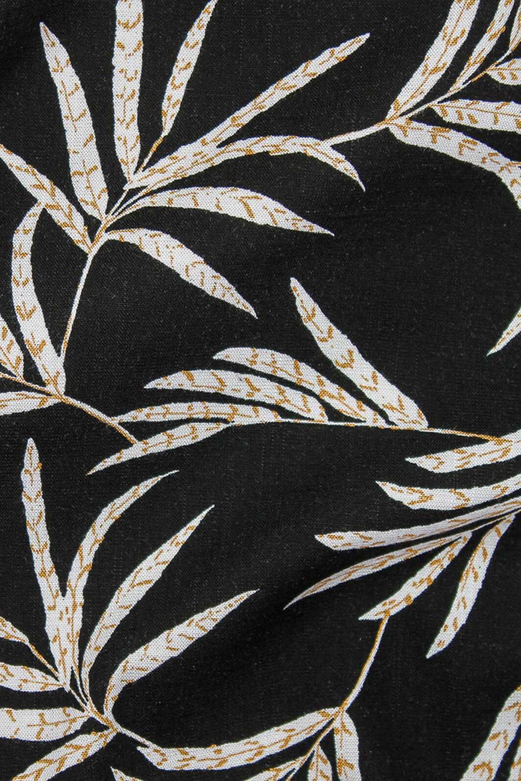 Renoir Palm Leaves Slub Black / Ecru