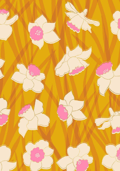 Reverie Daffodils By Melody Miller Of Ruby Star Society For Moda Goldenrod / Metallic
