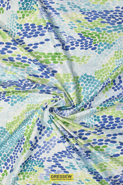 Reversible Floral & Dots Lycra White / Blue / Lime