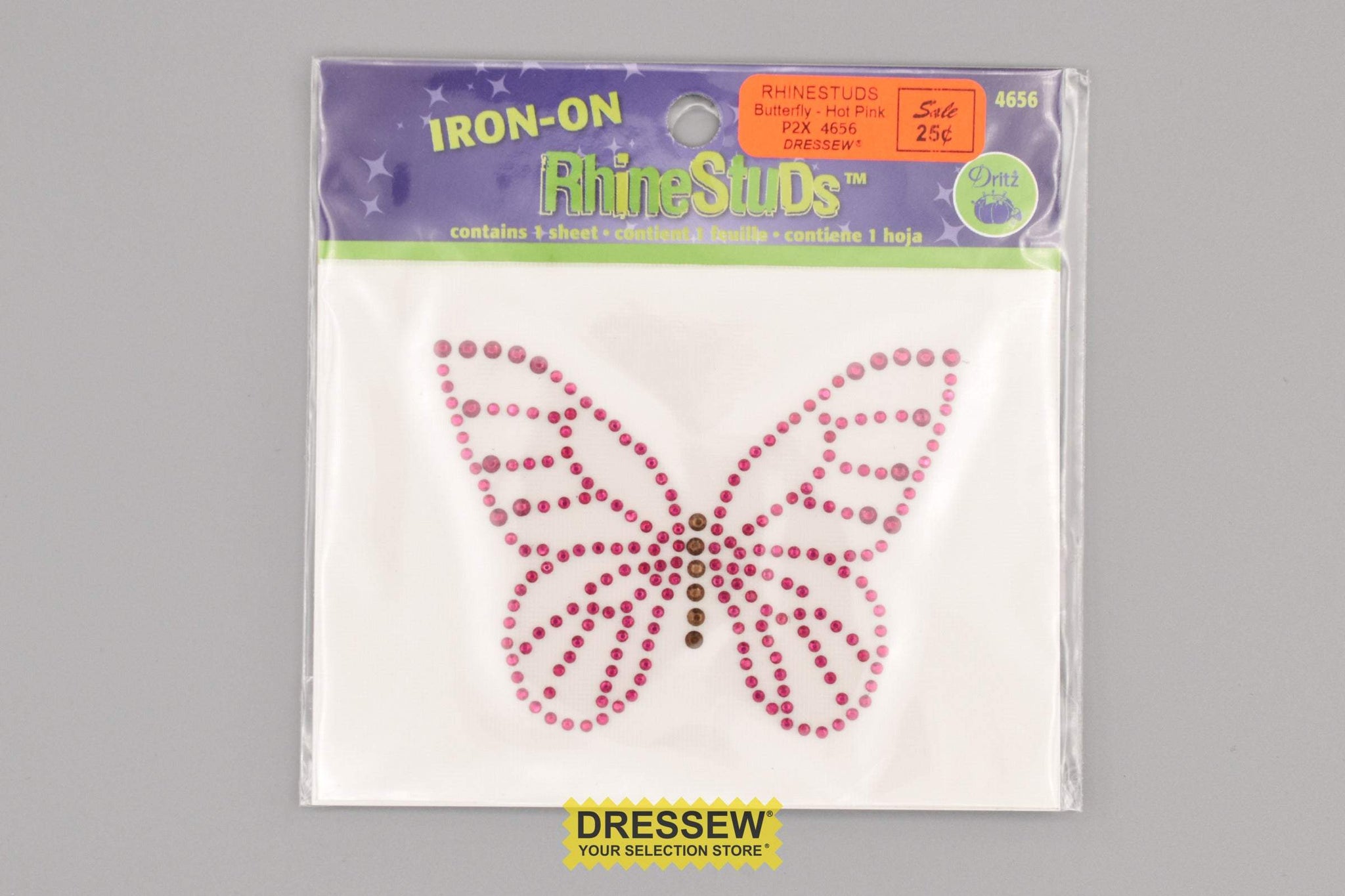 Rhinestuds Butterfly Hot Pink