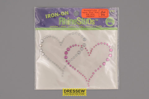Rhinestuds Hearts Silver / Pink