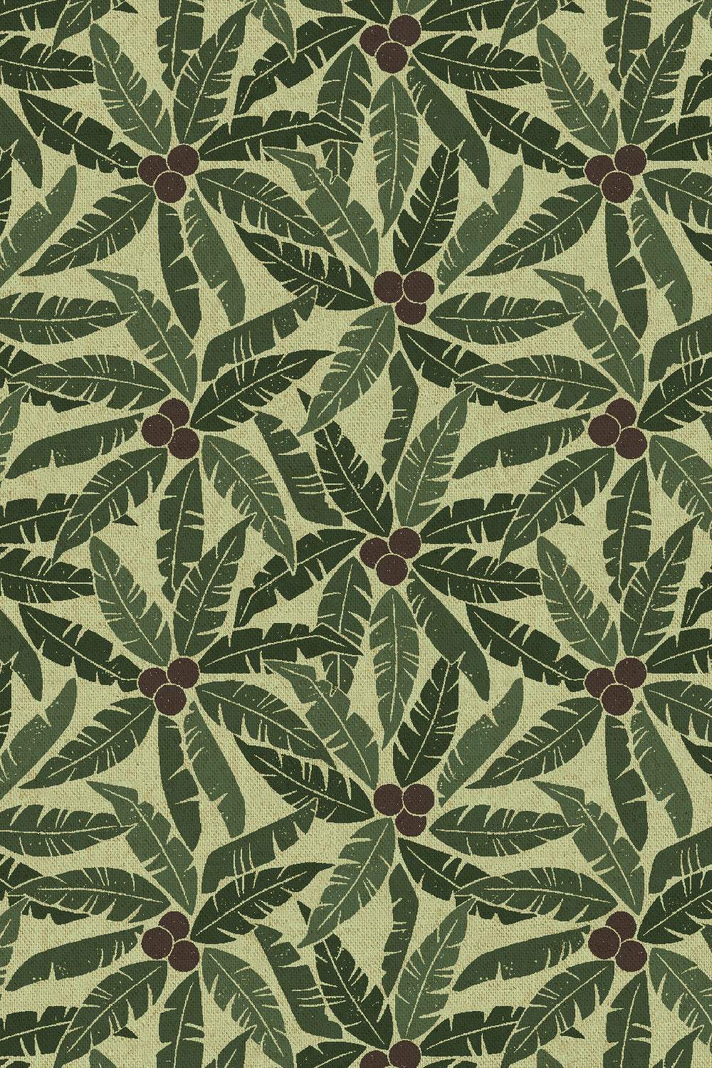 Rising Sun Canvas Palm Tree By Loes van Oosten for Cotton + Steel Fabrics Leafy Green