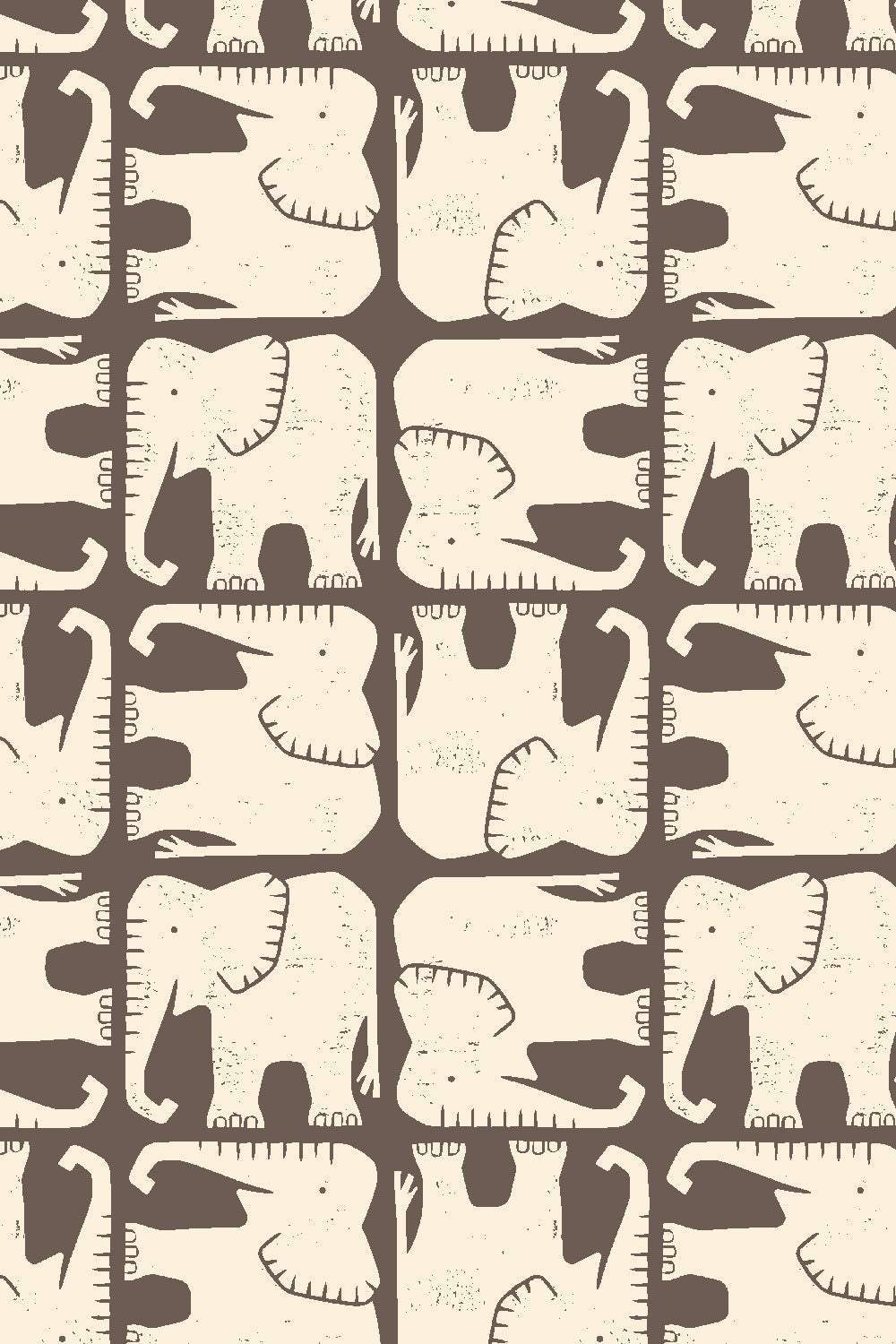 Rising Sun Jolly Elephant By Loes van Oosten for Cotton + Steel Fabrics Cream / Willow