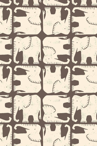 Rising Sun Jolly Elephant By Loes van Oosten for Cotton + Steel Fabrics Cream / Willow