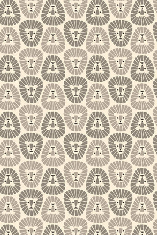 Rising Sun Lion By Loes van Oosten for Cotton + Steel Fabrics Fog / Cream