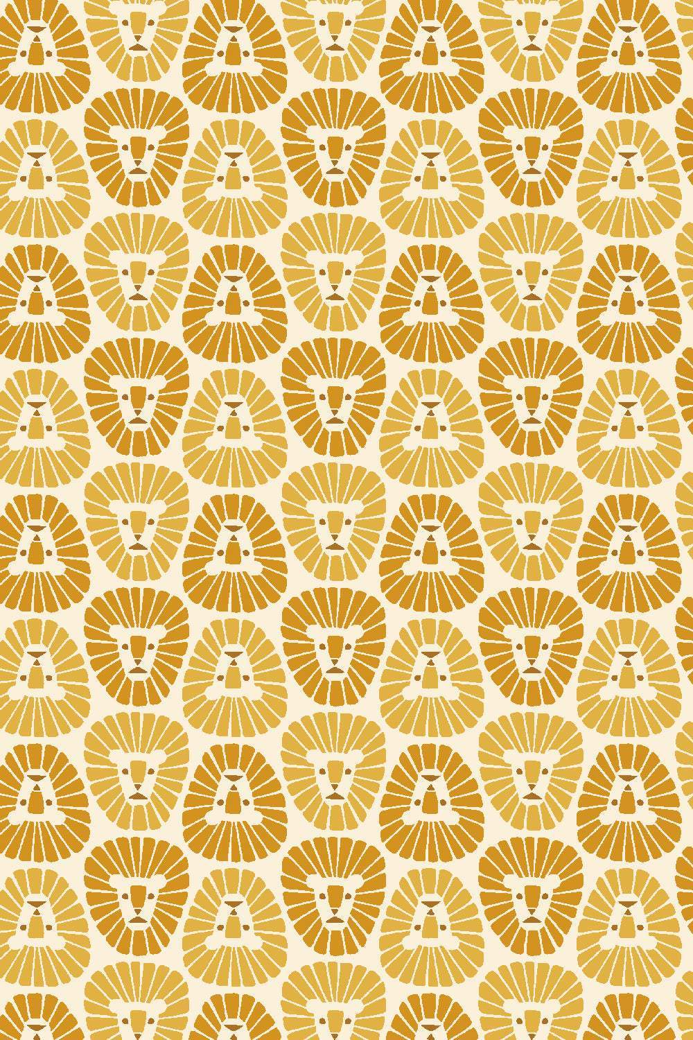 Rising Sun Lion By Loes van Oosten for Cotton + Steel Fabrics Golden / Cream