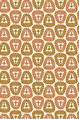 Rising Sun Lion By Loes van Oosten for Cotton + Steel Fabrics Russet / Cream