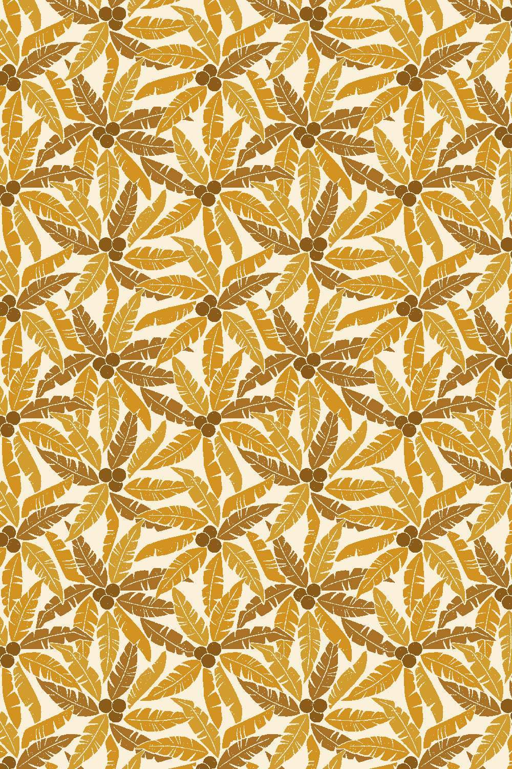 Rising Sun Palm Tree By Loes van Oosten for Cotton + Steel Fabrics Golden