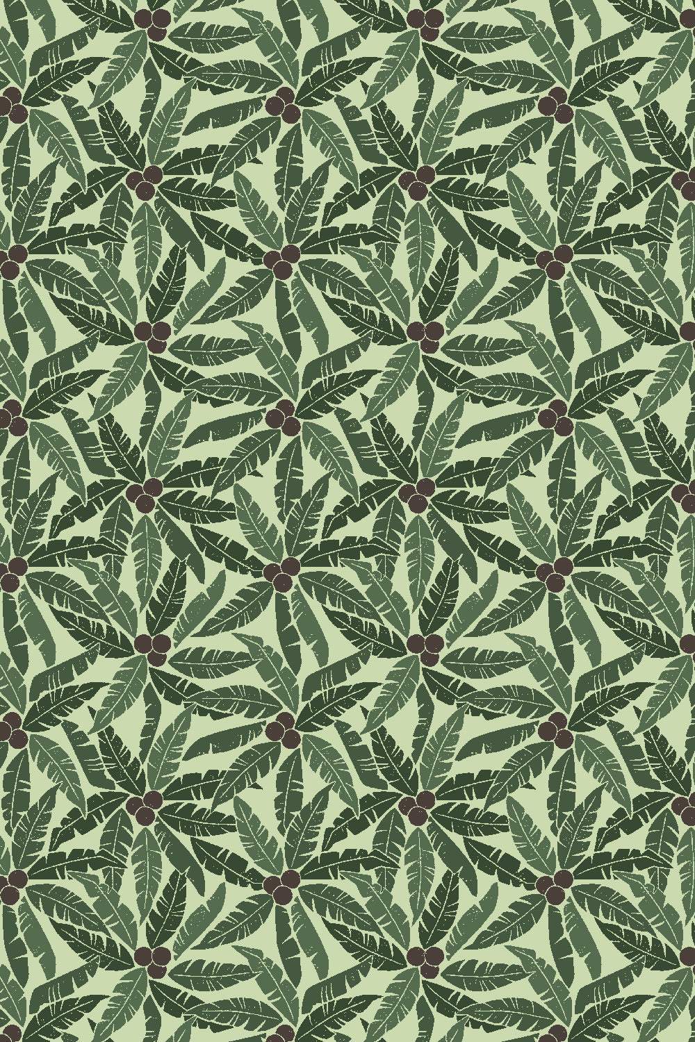 Rising Sun Palm Tree By Loes van Oosten for Cotton + Steel Fabrics Green