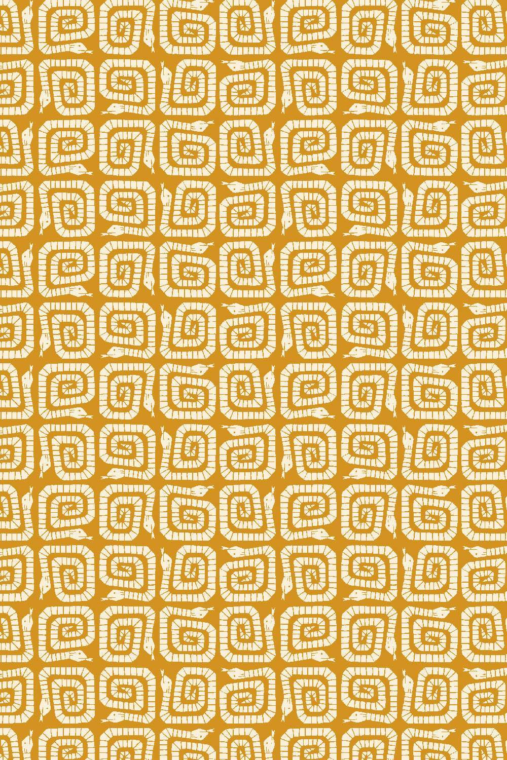 Rising Sun Winding Snake By Loes van Oosten for Cotton + Steel Fabrics Golden