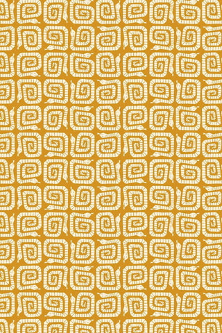 Rising Sun Winding Snake By Loes van Oosten for Cotton + Steel Fabrics Golden