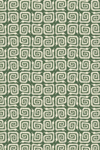 Rising Sun Winding Snake By Loes van Oosten for Cotton + Steel Fabrics Very Green