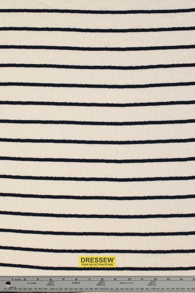 Riviera Stripe Stretch Lace Ivory / Navy