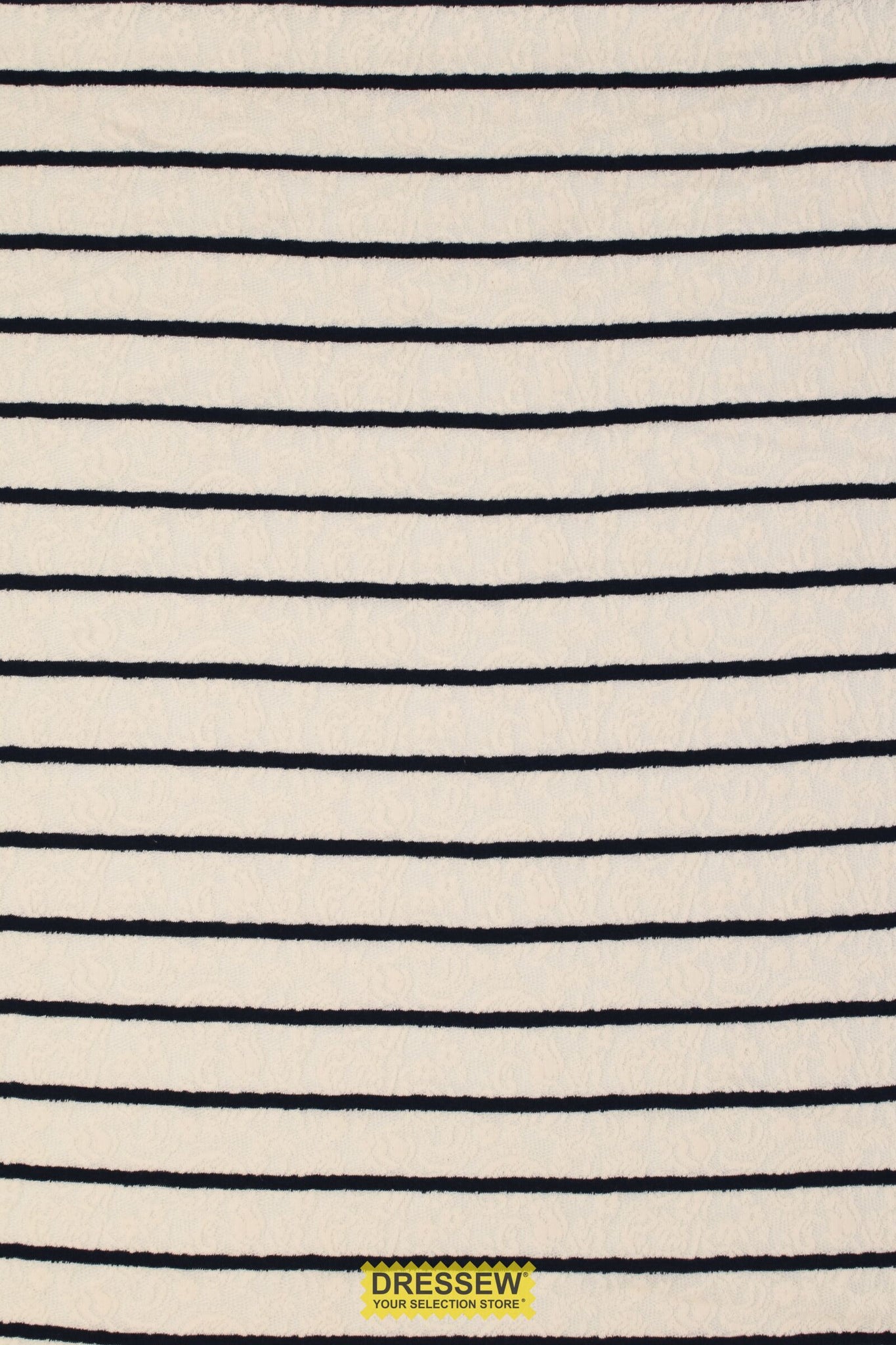 Riviera Stripe Stretch Lace Ivory / Navy