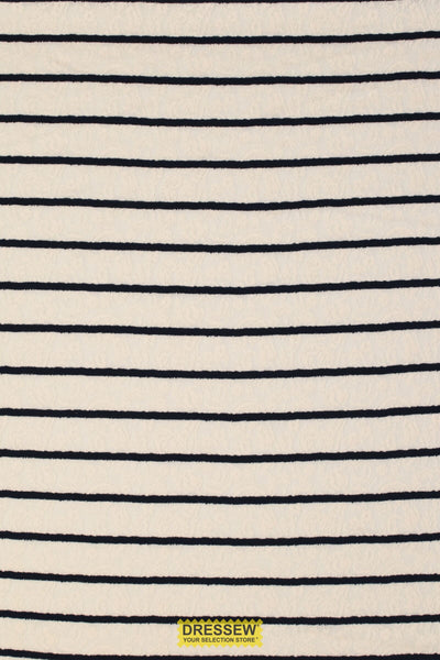 Riviera Stripe Stretch Lace Ivory / Navy