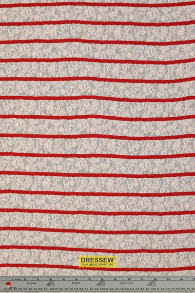 Riviera Stripe Stretch Lace Ivory / Red