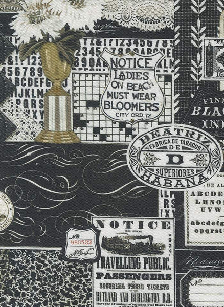 Sable & Swan Patchwork Collage By Cathe Holden For Moda Ebony / Porcelain