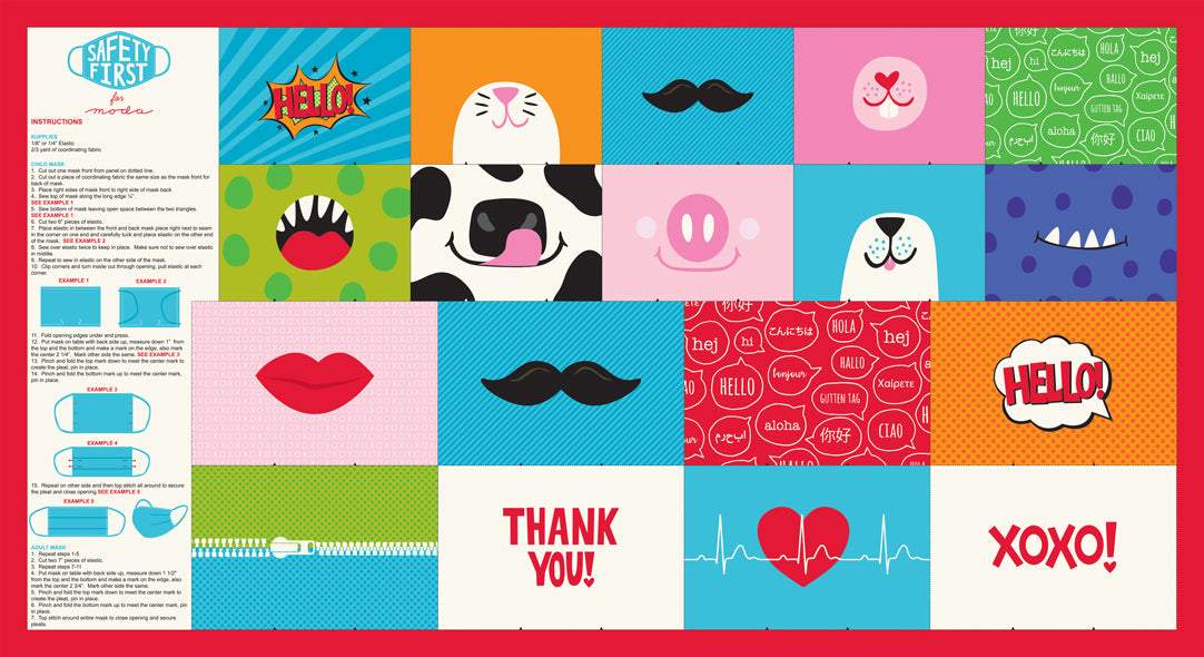 Safety First Mask Panel by Stacy Iest Hsu for Moda