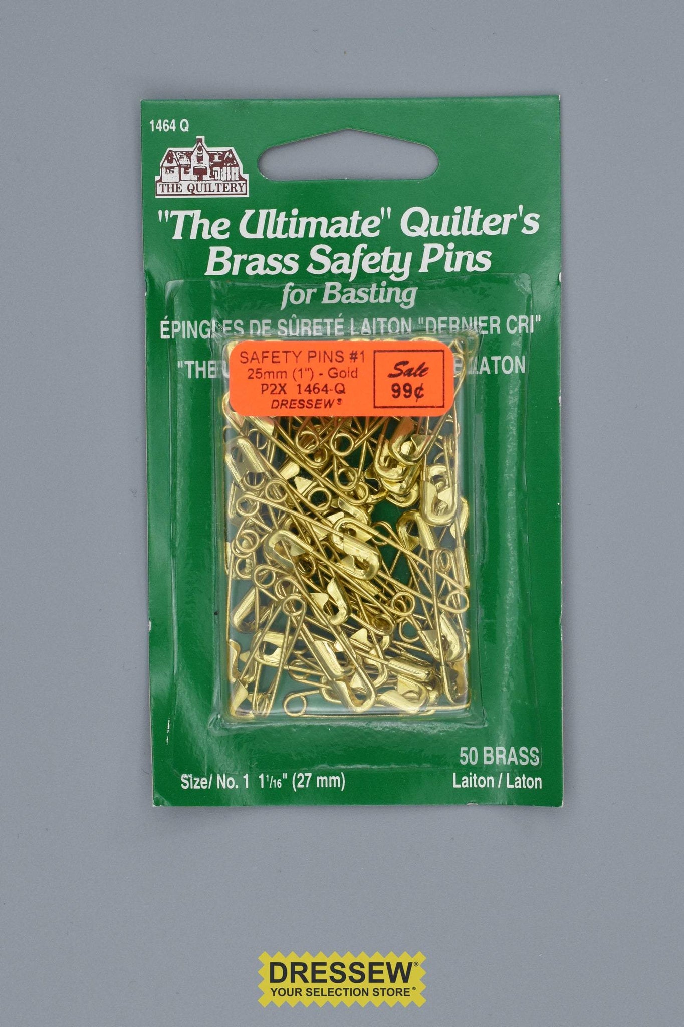 Safety Pins #1 25mm (1") Brass