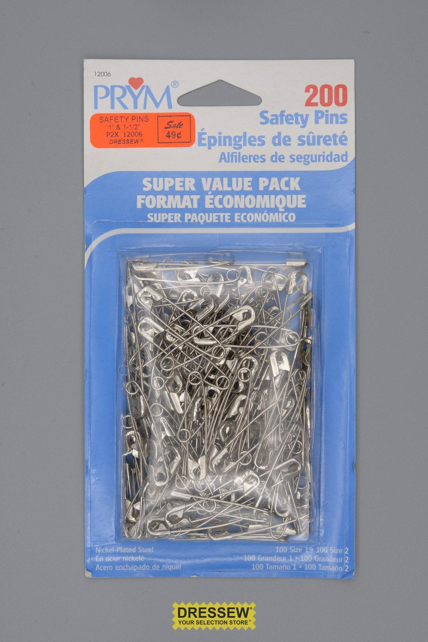 Safety Pins 1" & 1-1/2" Silver