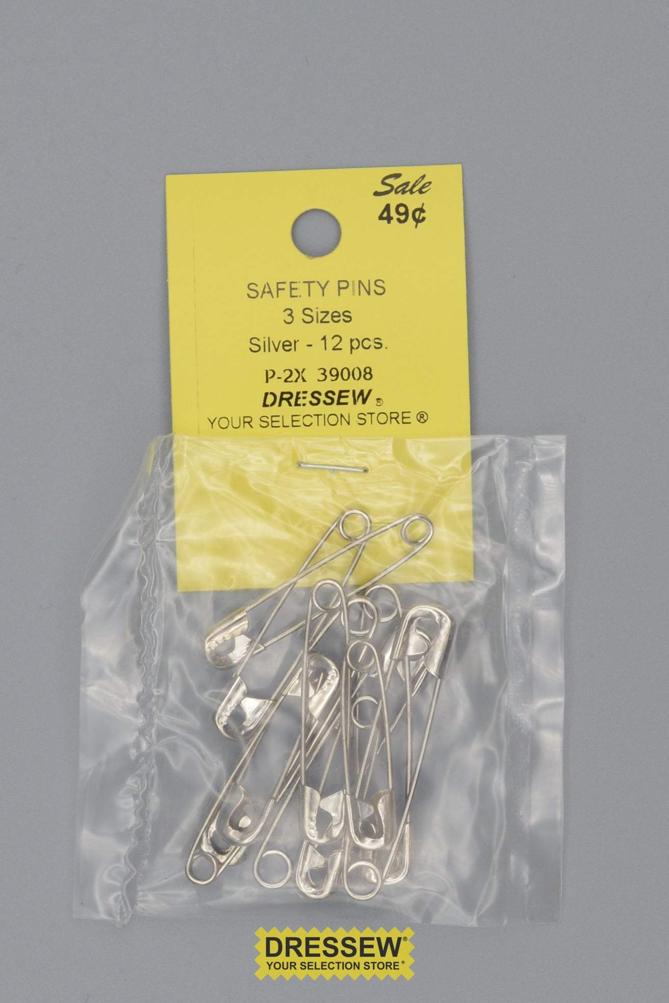 Safety Pins 3 Sizes Silver