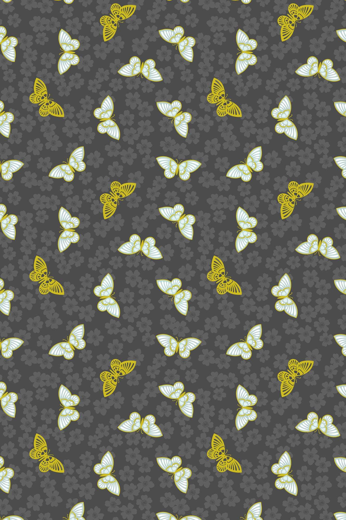Sakura Butterflies By Lewis & Irene Charcoal / Metallic Gold