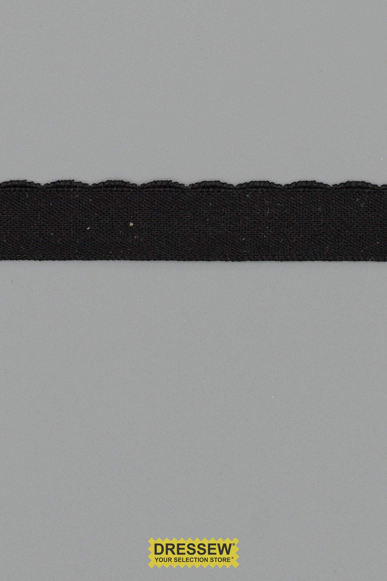 Scallop Fold Over Elastic 12mm (1/2") Black
