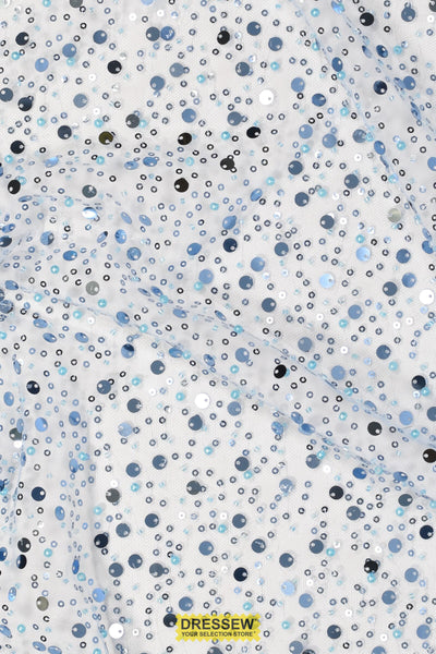 Sequin & Bead Mesh Baby Blue