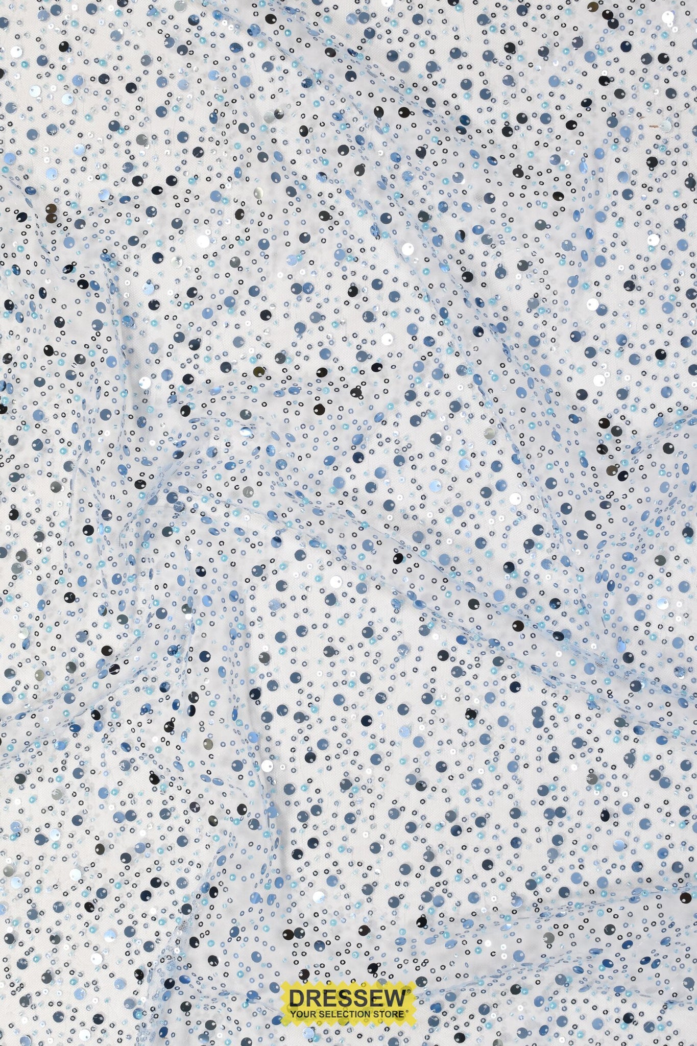 Sequin & Bead Mesh Baby Blue