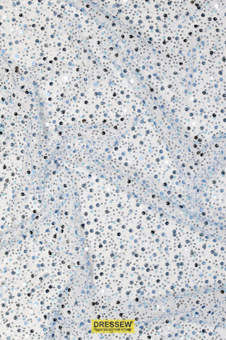 Sequin & Bead Mesh Baby Blue