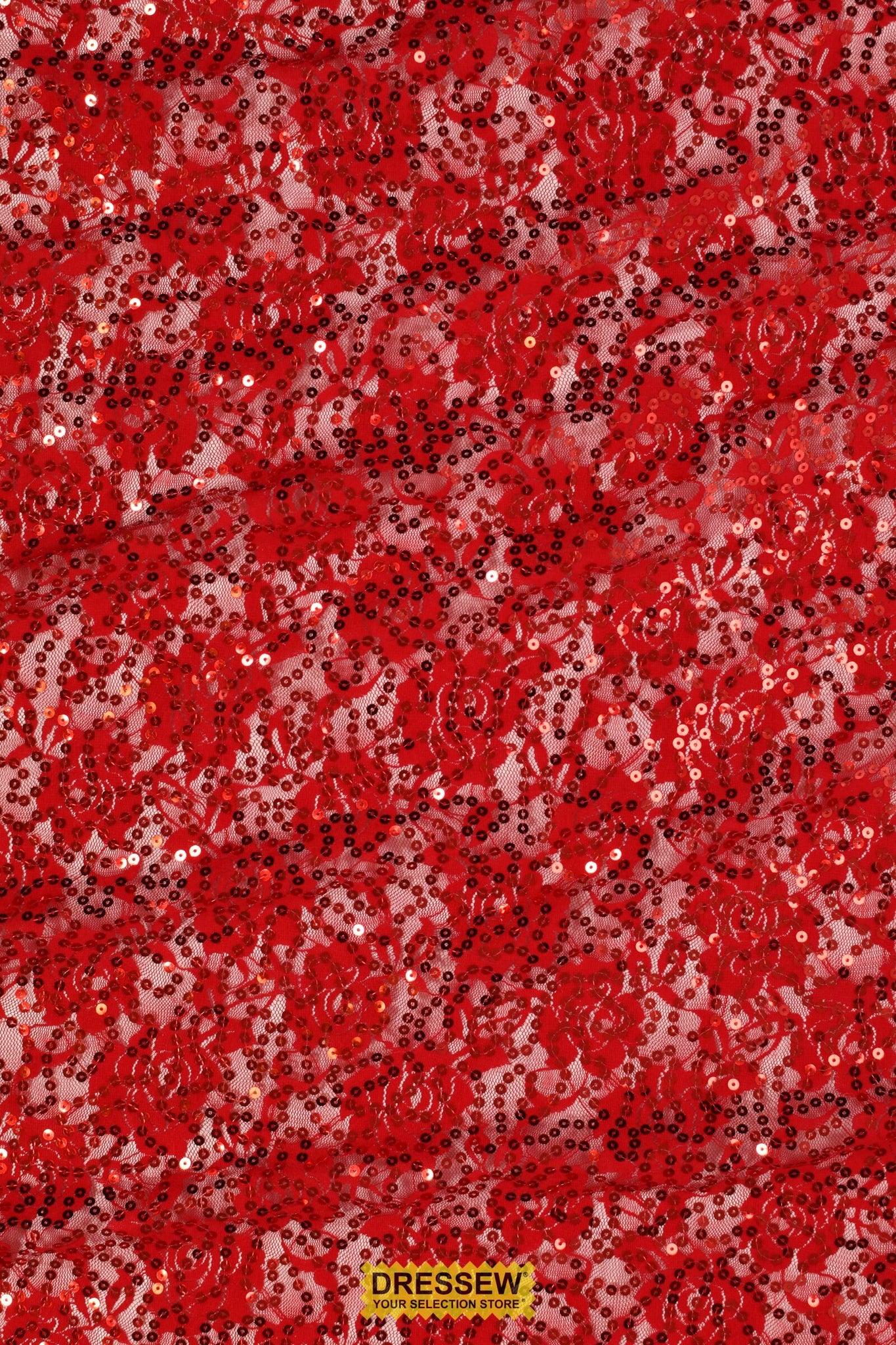 Sequin Floral Lace Red