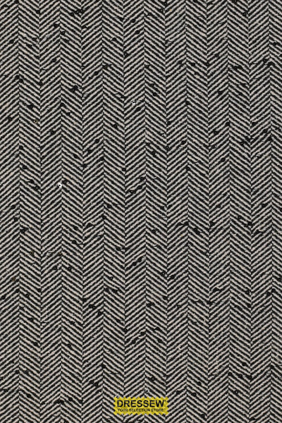 Sequin Herringbone Coating Black / Ecru