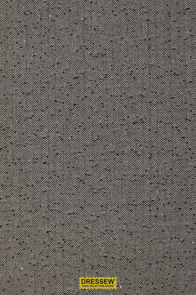 Sequin Herringbone Coating Black / Ecru