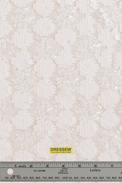 Sequin & Paillette Mesh White