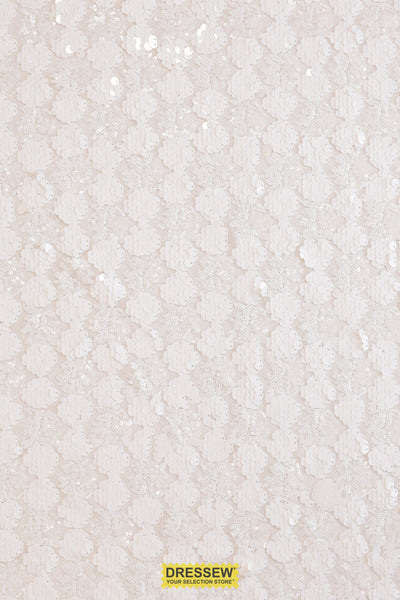Sequin & Paillette Mesh White