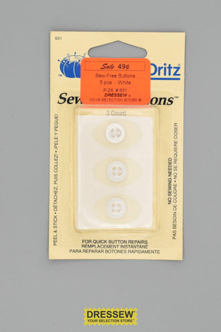 Sew-Free Buttons  White