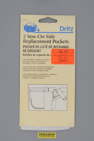 Sew-On Side Replacement Pockets White
