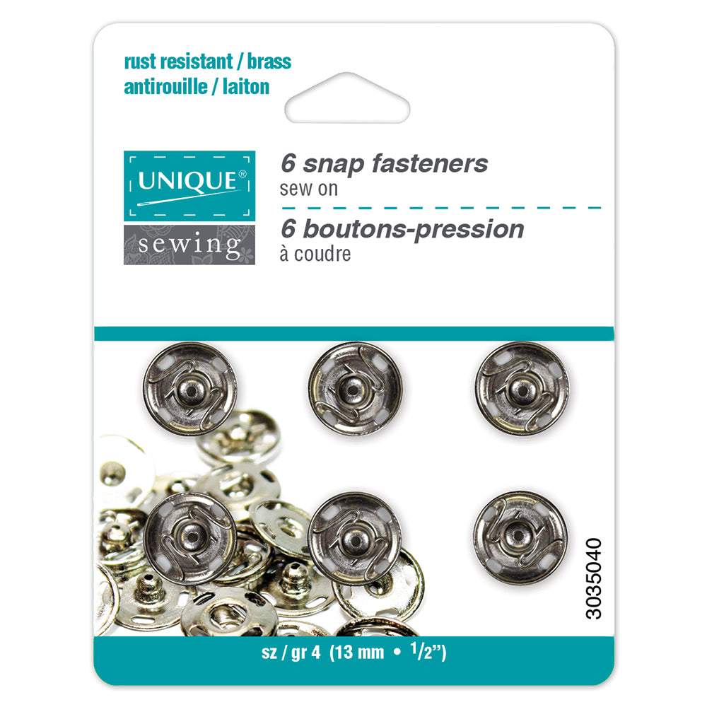 Sew-On Snaps 13mm Silver
