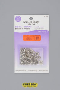Sew-On Snaps Size 1 Silver