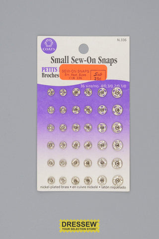 Sew-On Snaps Small Sizes Nickel