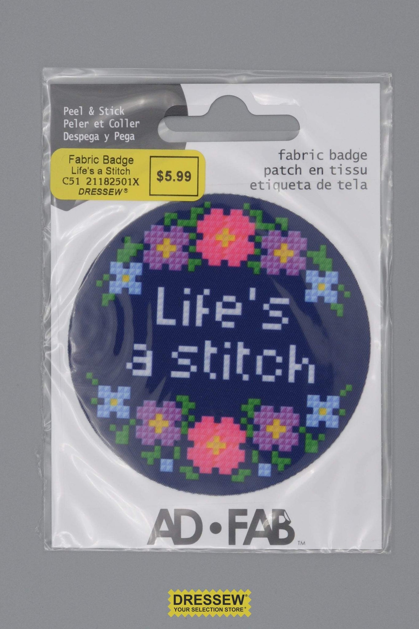 Sewer's Life Fabric Badge Life's a Stitch