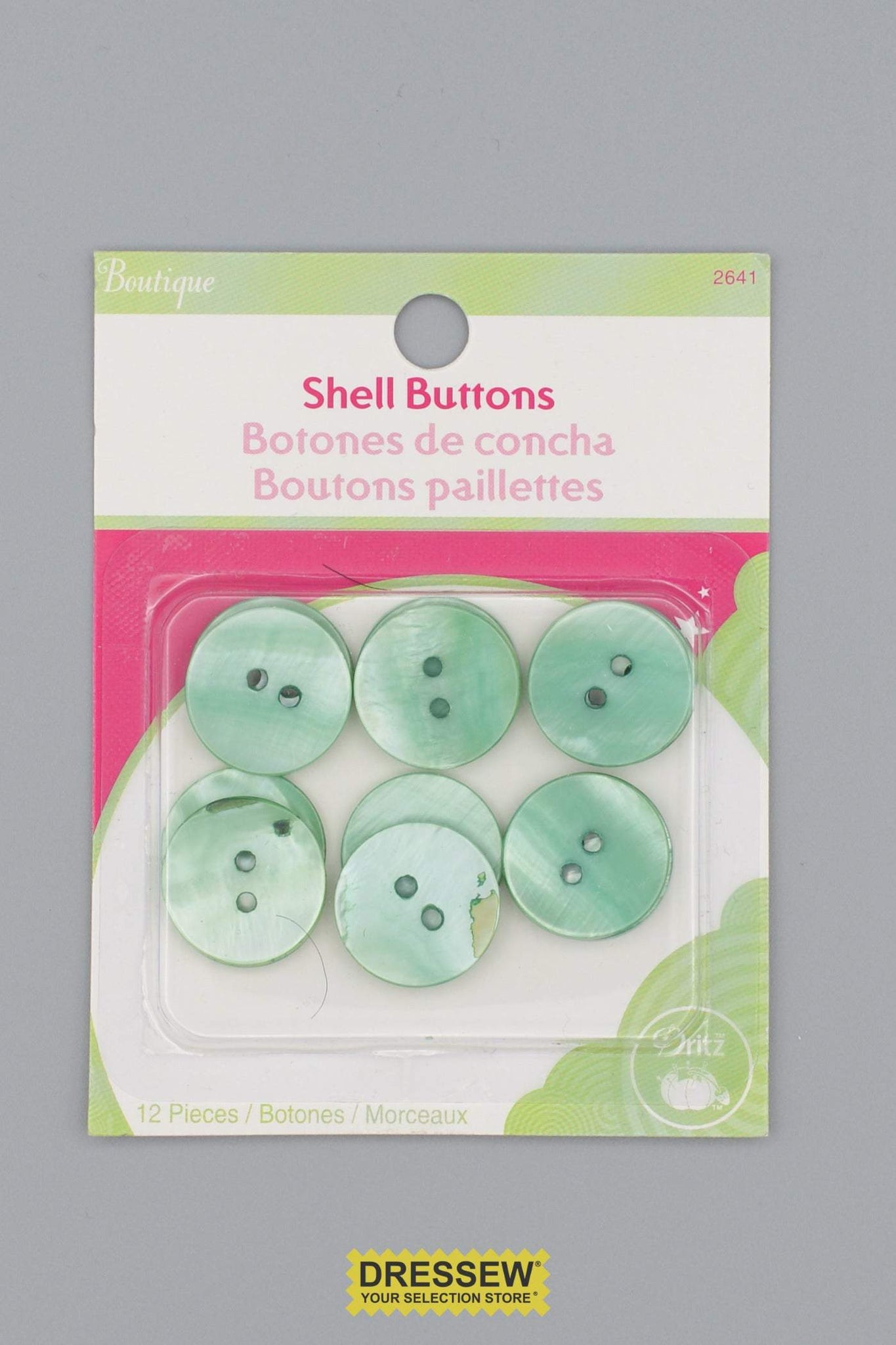 Shell Buttons 18mm - 3/4" Green