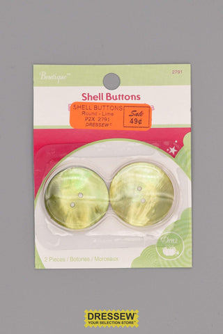 Shell Buttons Round Lime