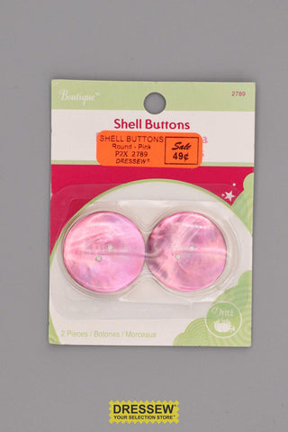 Shell Buttons Round Pink