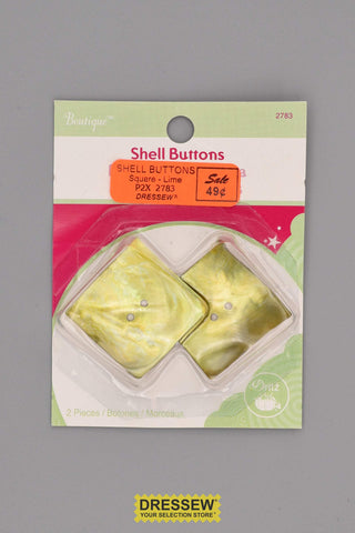 Shell Buttons Square Lime