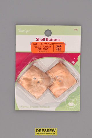 Shell Buttons Square Orange