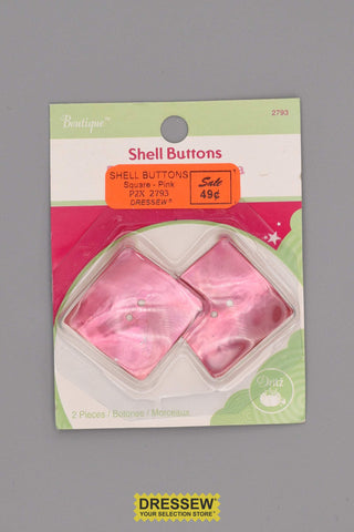 Shell Buttons Square Pink