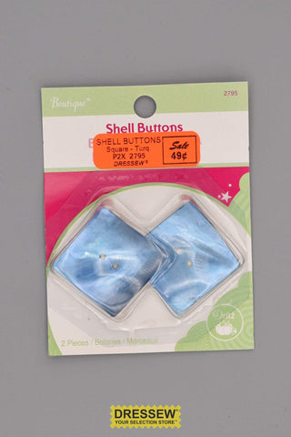 Shell Buttons Square Turquoise
