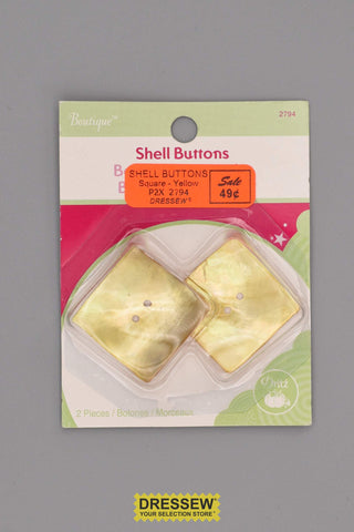 Shell Buttons Square Yellow